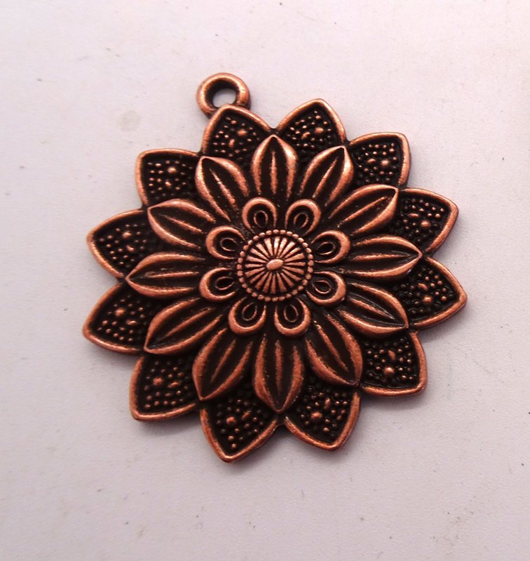 (image for) Flower pendant antique copper