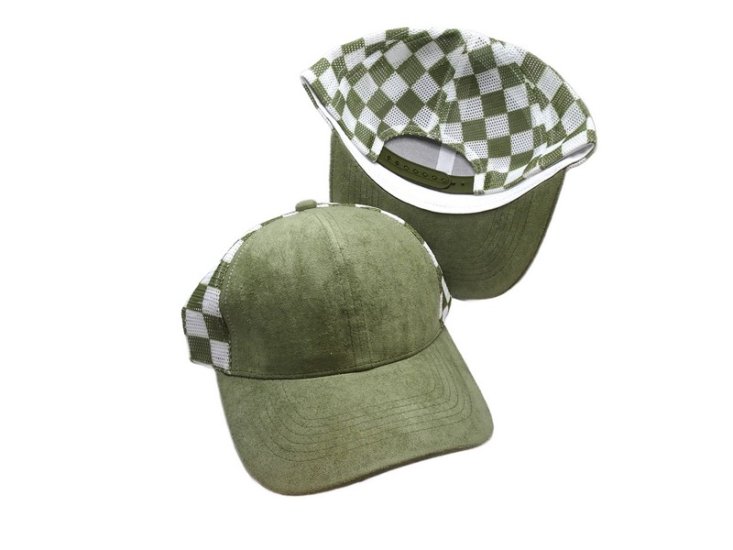 (image for) Checkered Mesh snap back cap- Sage Green