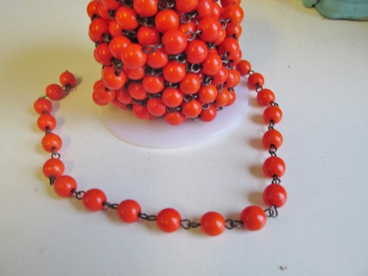 (image for) Bead Chain - Orange - gun metal (ROLL) 8mm