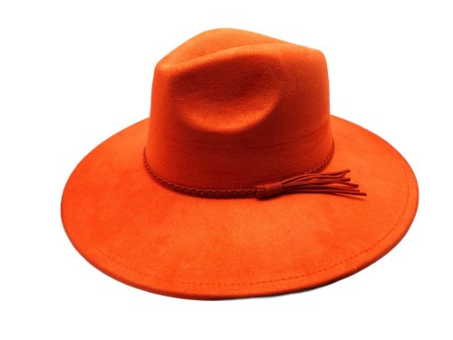 (image for) Vegan suede Wide brim hat - Orange