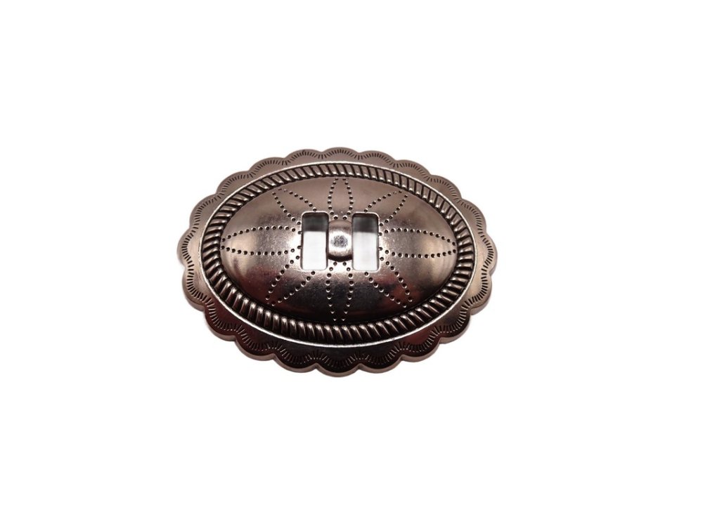 (image for) Antique Silver cast metal oval slotted concho