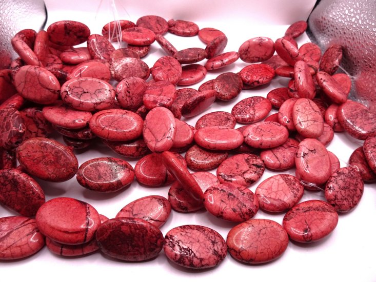 (image for) Coral Oval old Magnesite beads #1876