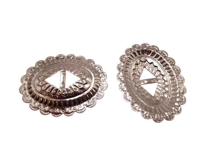 (image for) Oval slotted silver tin concho