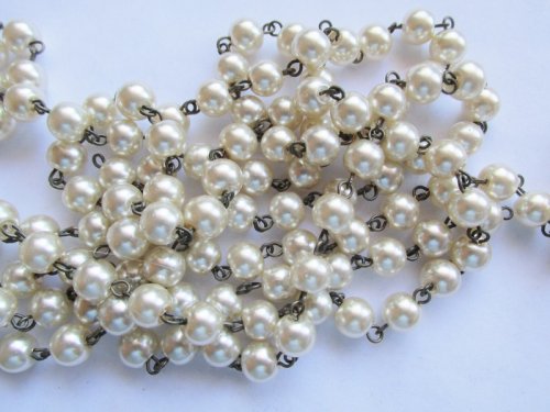 (image for) Pearl chain - Cream 8mm Bronze (ROLL) #PC-cream