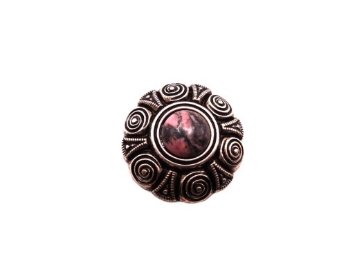 (image for) Antique silver medallion with Pink Agate Stone #HM-14