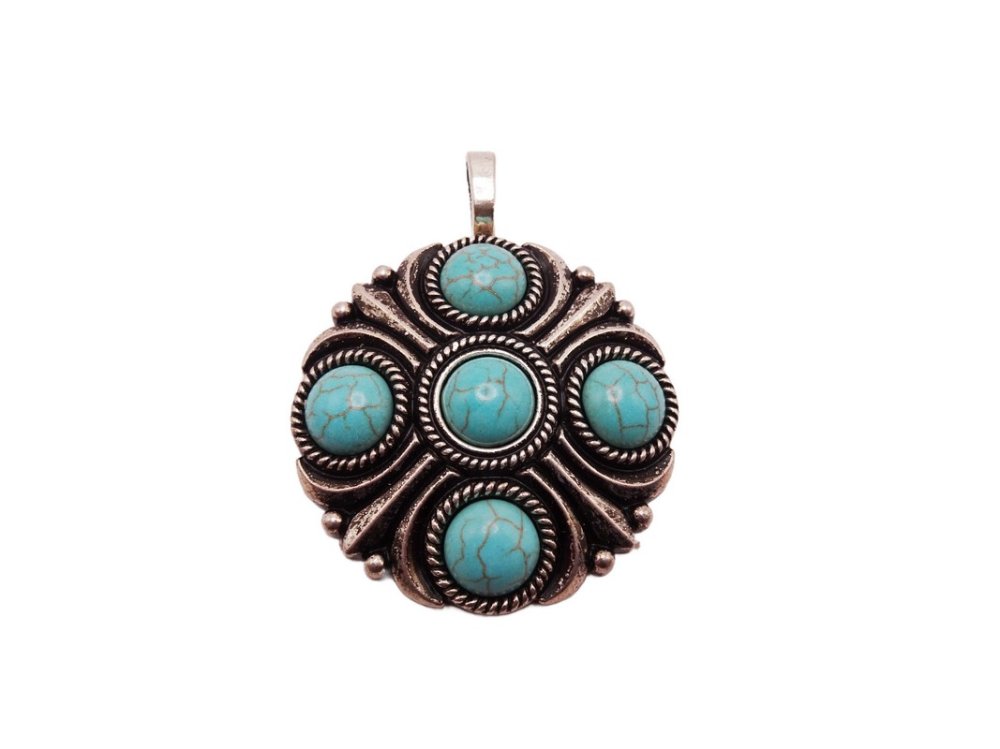 (image for) antique silver round medallion pendant #PO-10