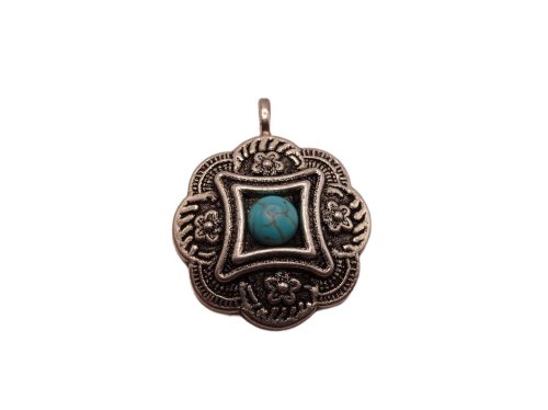 (image for) Antique silver flower pendant #PO-11