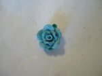(image for) Turquoise/White polymer clay rose #FL29