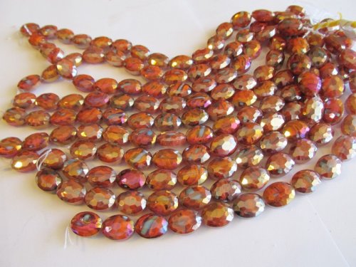 (image for) Pumpkin glass oval faceted #1085