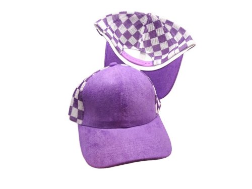 (image for) Checkered Mesh snap back cap- Purple
