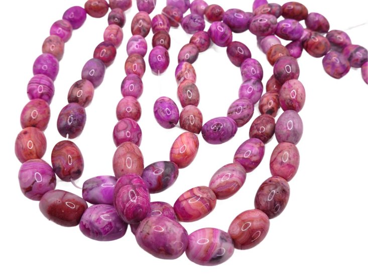 (image for) Purple rose pink variegated dyed agate barrel beads #1149AA
