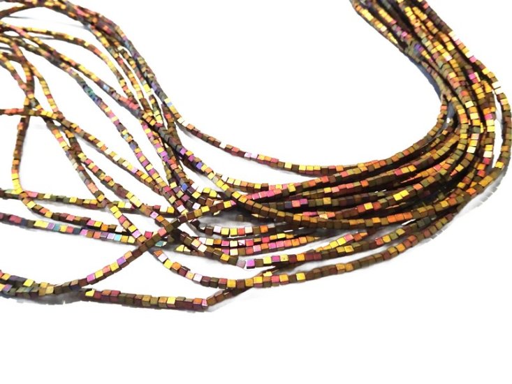 (image for) Rainbow Hematite square bead 2mm #1992
