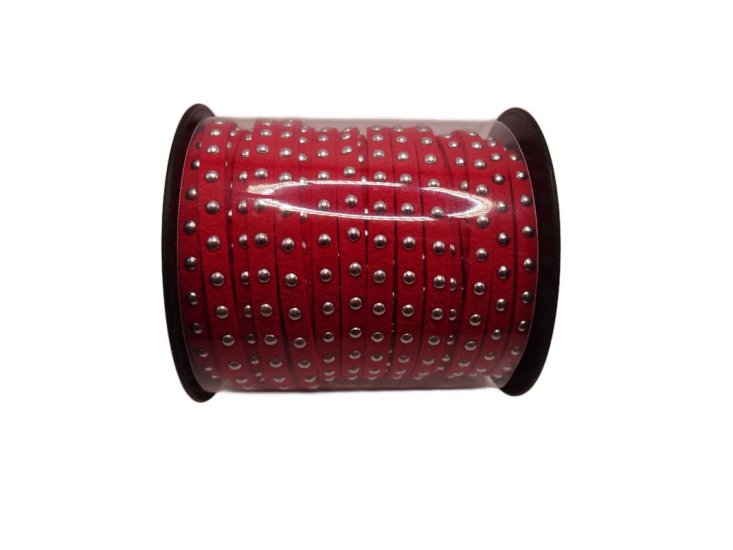 (image for) Faux leather lacing with silver studs - Red