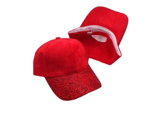 (image for) Faux leather Brim Vegan suede baseball cap - Red/Red