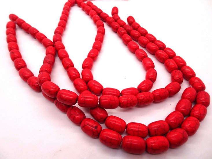 Modal Additional Images for Red barrel magnesite beads 10x14mm #1919
