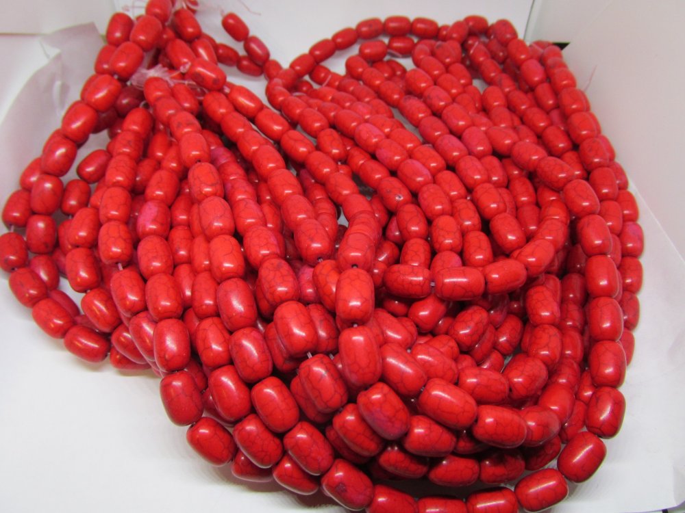 (image for) Red barrel magnesite beads 10x14mm #1919