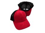 (image for) Vegan suede Mesh snap back baseball cap - Red Black Mesh