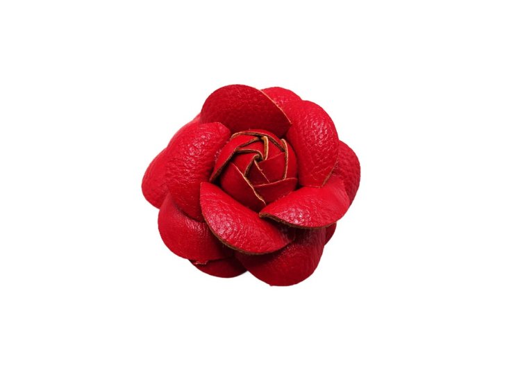 (image for) Faux leather flower 2 1/2" - Red
