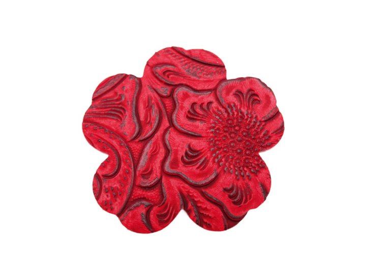 (image for) Faux leather (imitation) flower cut out - Red