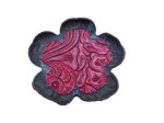 (image for) Curled Leather flower two tone #RED.black