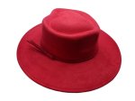 (image for) Heart shaped Vegan suede wide brim hat - Red
