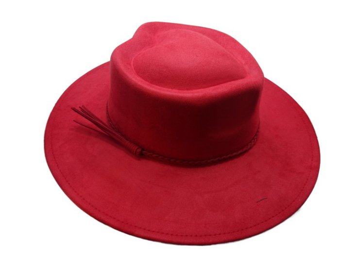 (image for) Heart shaped Vegan suede wide brim hat - Red