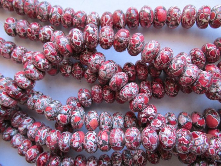 (image for) Red, white rondelle composite 8x13mm #1768