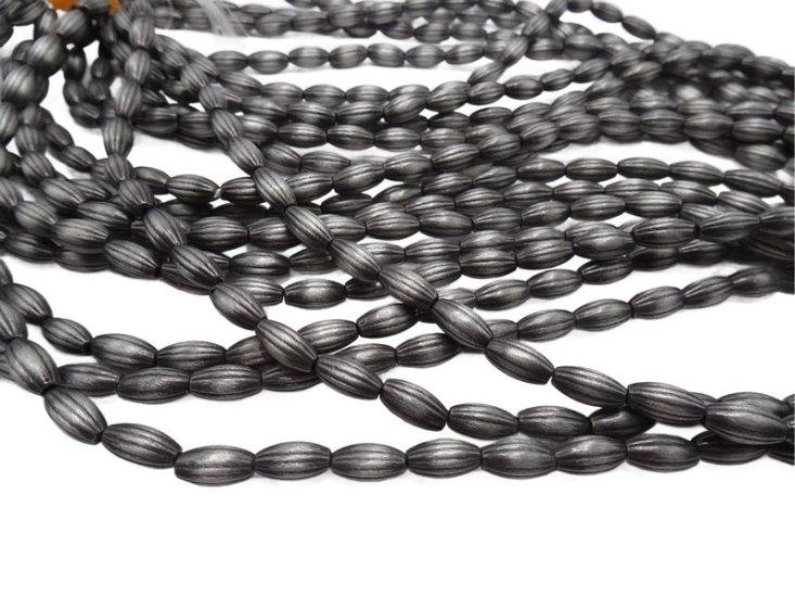 (image for) Silver Indian Pearl Ribbed Tube beads 12.5x8mm