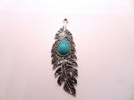 (image for) Feather antique silver pendant #P-34