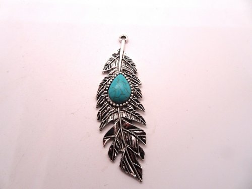 (image for) Feather antique silver pendant #P-34