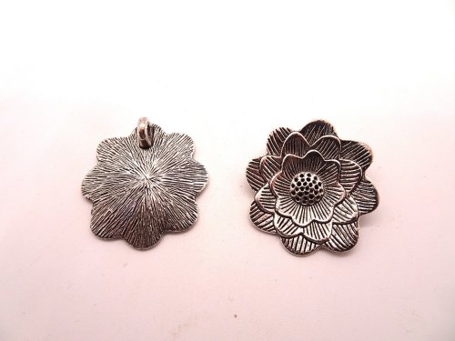 (image for) Rose flower pendant antique silver #P-30