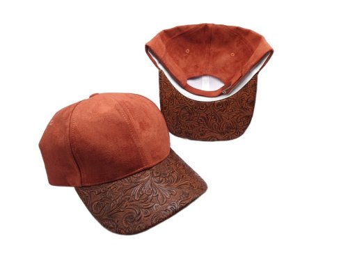 (image for) Faux leather Brim Vegan suede baseball cap - Rust/PU leather