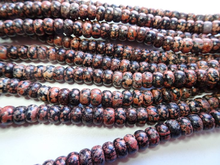 (image for) Rust black big hole Jasper rondell beads 5x8mm #1105
