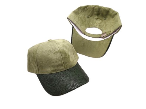 (image for) Faux leather Brim Vegan suede baseball cap - Sage/Green