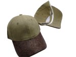 (image for) Faux leather Brim Vegan suede baseball cap - Sage Green/brown brim