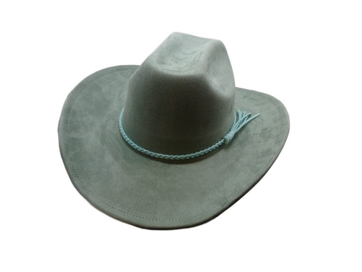 (image for) Cowboy hat Vegan Suede Elastic sweatband - Sage green S/M