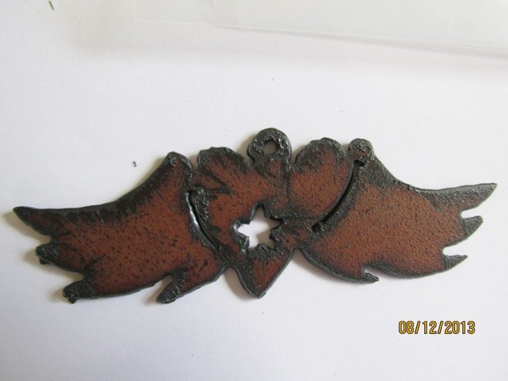 (image for) Heart with wings metal cutout pendant w/star #SH011-L