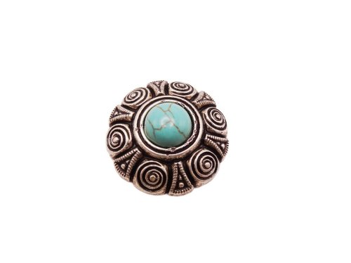 (image for) Antique silver medallion with Turquise Magnesite Stone #HM-22