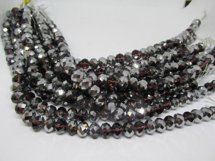 (image for) Silver and Brown crystal rondel 8x10mm #1756