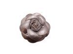 (image for) Faux leather flower 2 1/2" - Silver