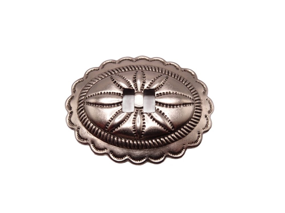(image for) Antique Silver metal oval slotted concho #HB-6
