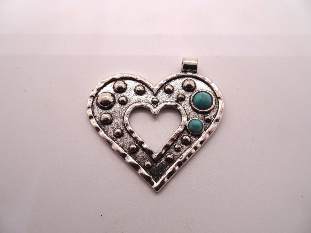 (image for) Heart antique silver pewter pendant #PEN-10