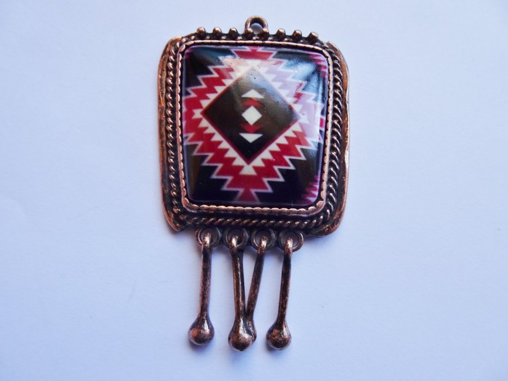 (image for) Southwestern black and red copper pendant #PP40-B