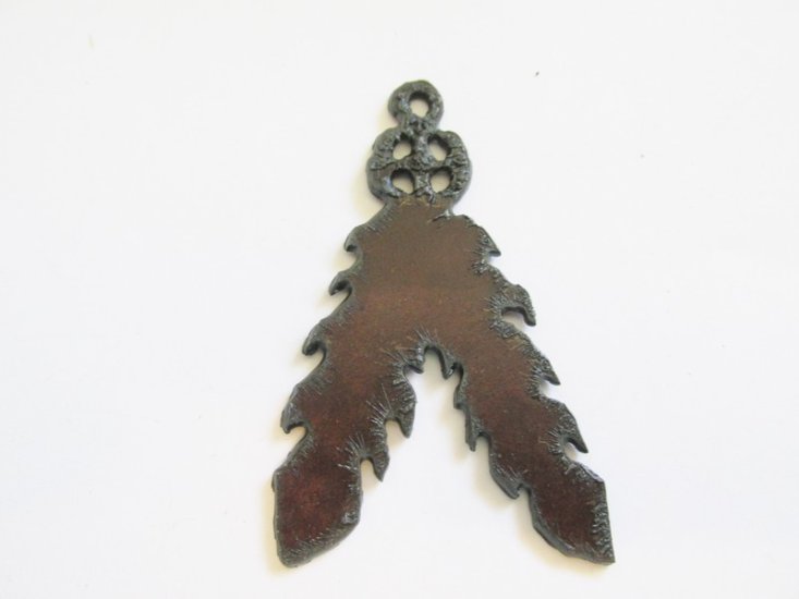 (image for) Double feather metal pendant #SS016