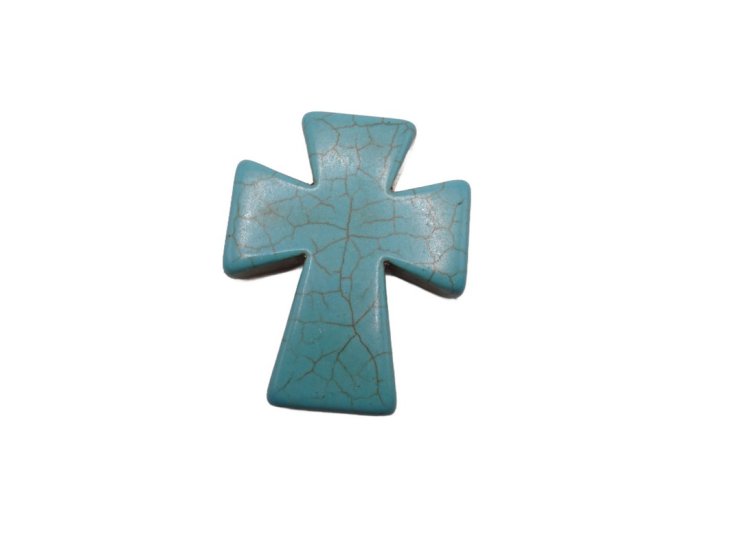 (image for) Cross pendant stone bead Large Turquoise magnesite #ss201