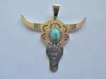 (image for) Antique silver Steer head pendant with bail #TUP-17