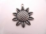 (image for) Sunflower antique silver pewter pendant #Pen-14