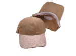 (image for) Faux leather Brim Vegan suede baseball cap - Tan/cream