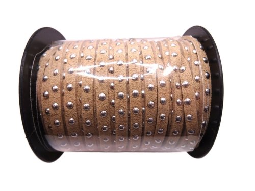 (image for) Faux leather lacing with silver studs - Light Tan