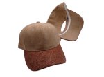 (image for) Faux leather Brim Vegan suede baseball cap - TAN / BROWN